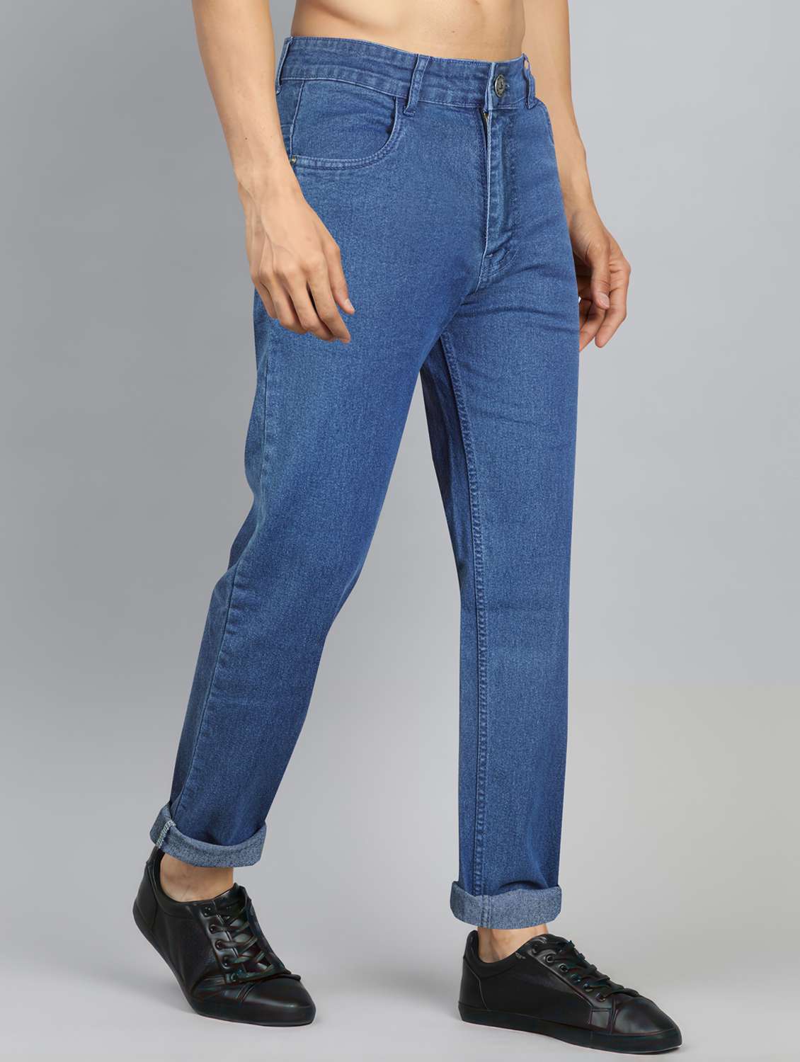 men plain mid rise full length jeans - 22076431 -  Standard Image - 1