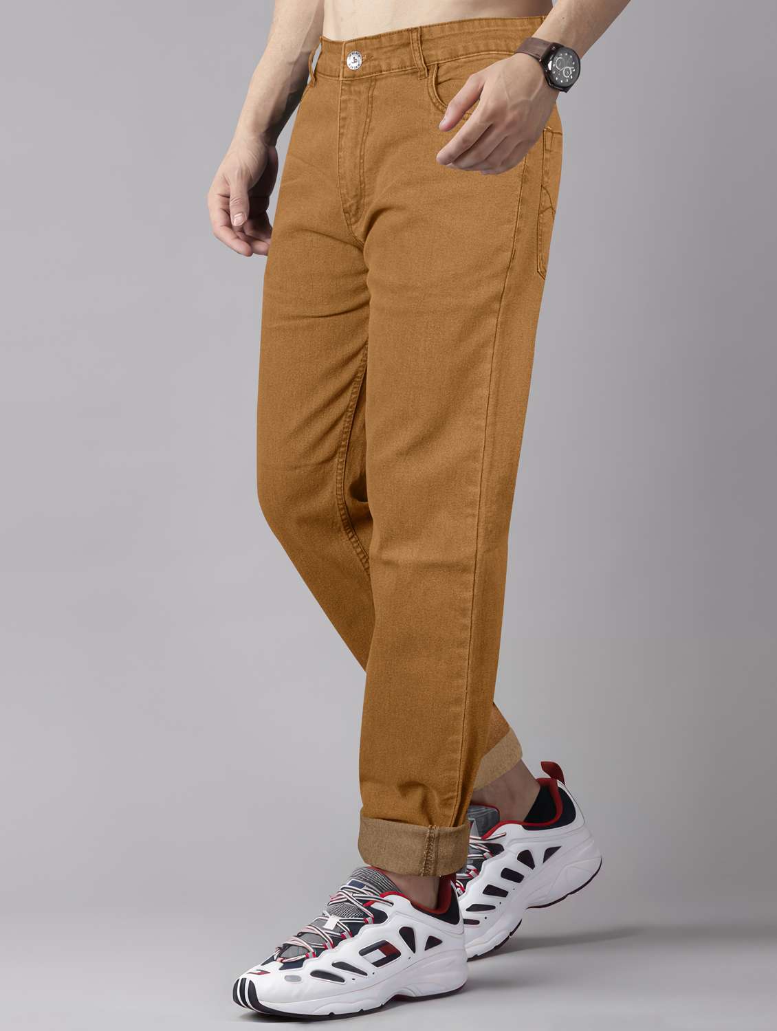 men plain mid rise full length jeans - 22076432 -  Standard Image - 1