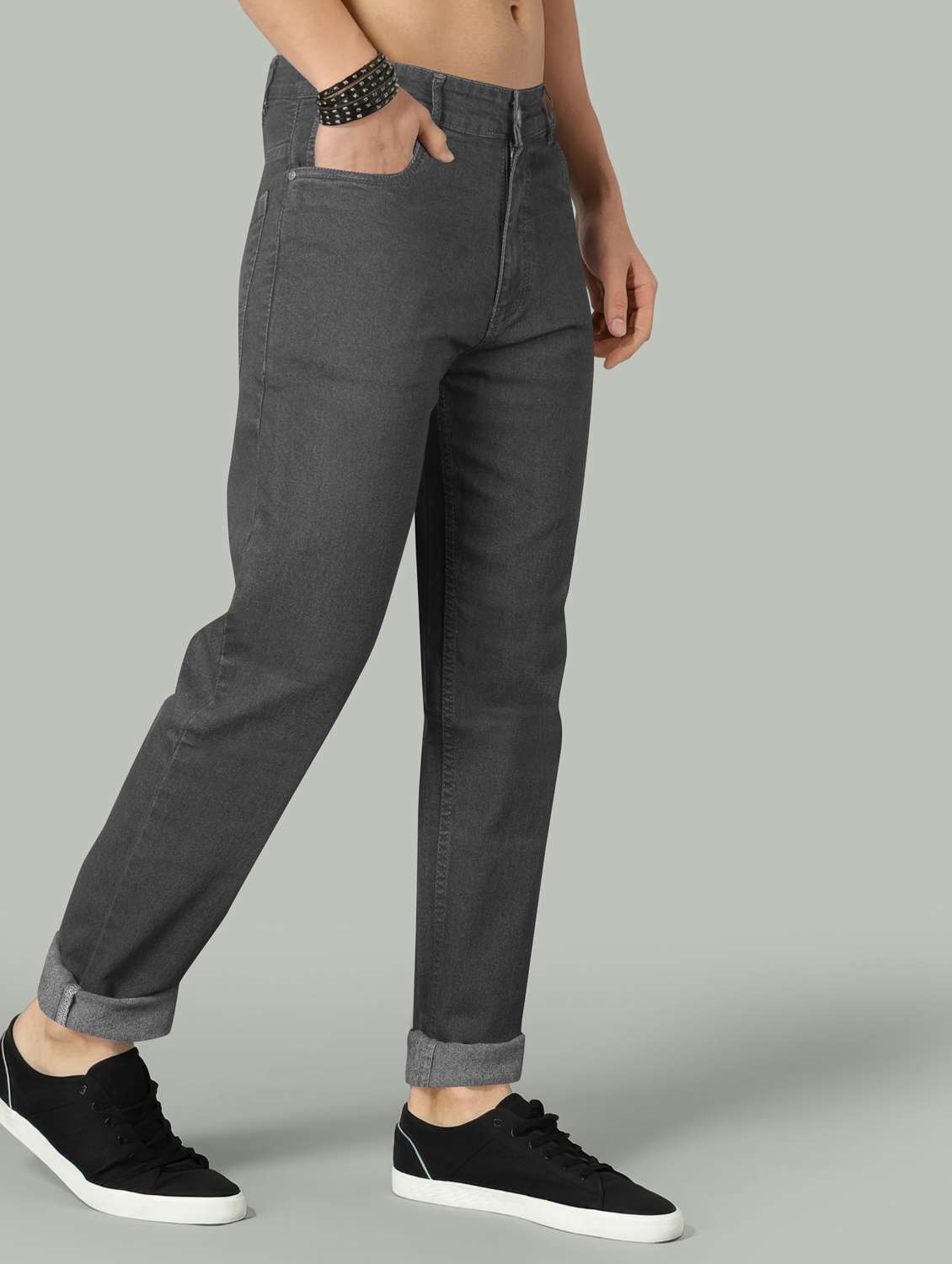 men plain mid rise full length jeans - 22076433 -  Standard Image - 1