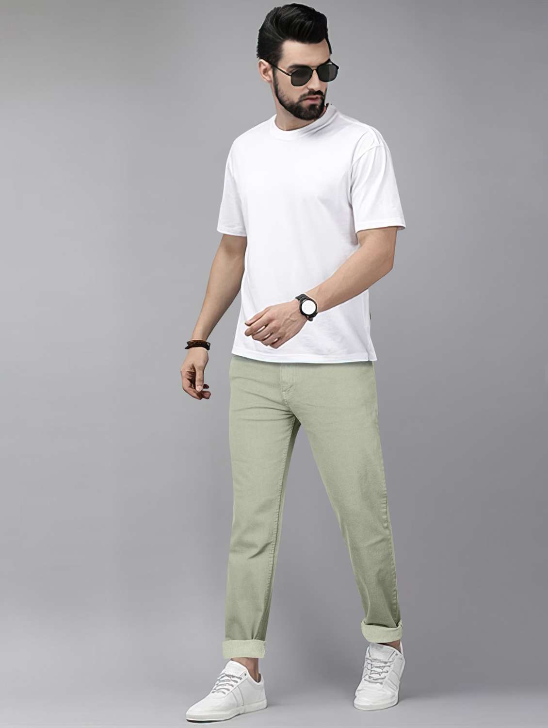 men plain mid rise full length jeans - 22076434 -  Standard Image - 4