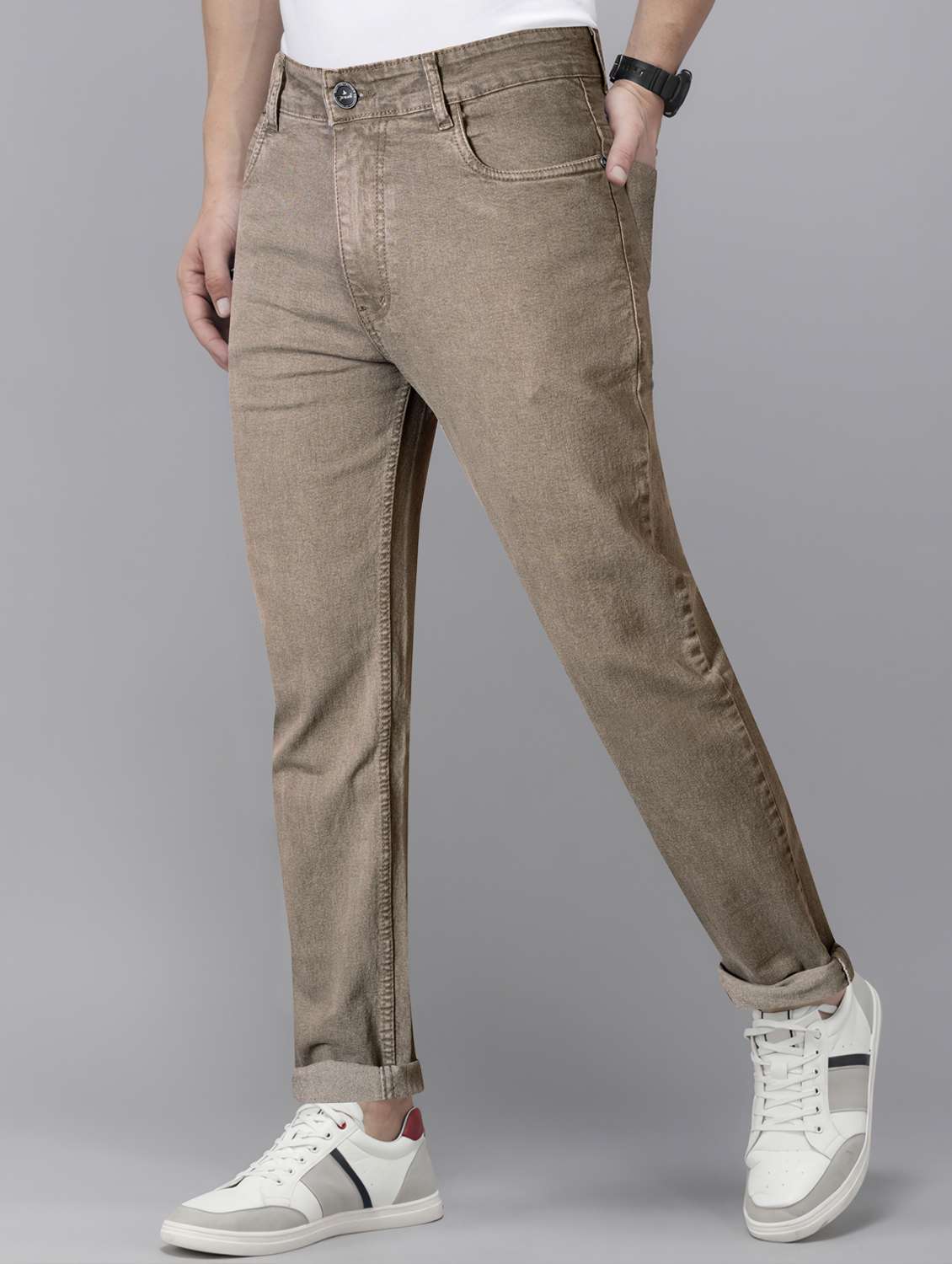 men plain mid rise full length jeans - 22076435 -  Standard Image - 1