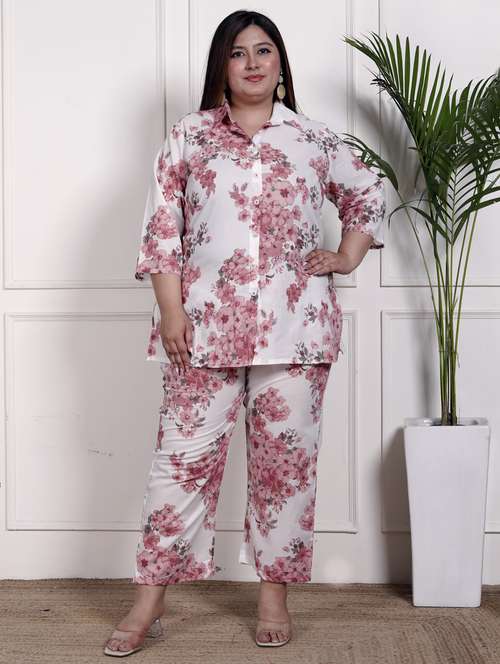 women three quarter sleeve plus size ethnic co-ord set - 22076460 -  Standard Image - 0