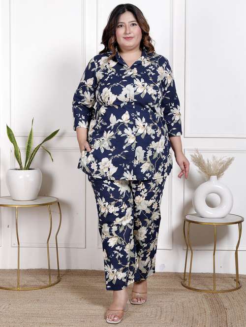 women three quarter sleeve plus size ethnic co-ord set - 22076468 -  Standard Image - 0