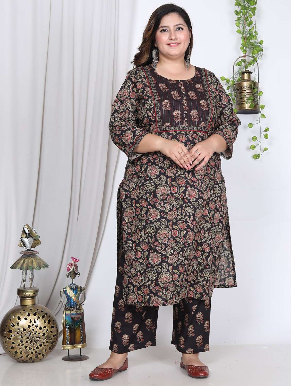 women floral printed three quarter sleeve kurta pant with dupatta set - 22076469 -  Standard Image - 1