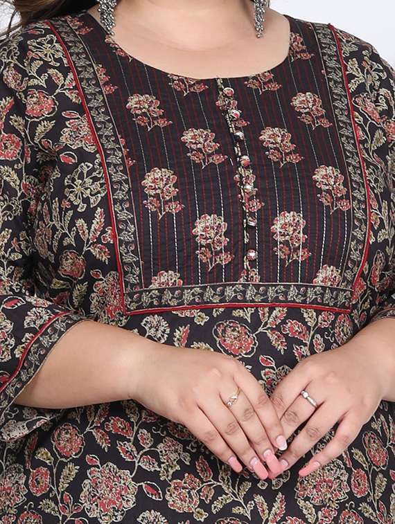 women floral printed three quarter sleeve kurta pant with dupatta set - 22076469 -  Standard Image - 4