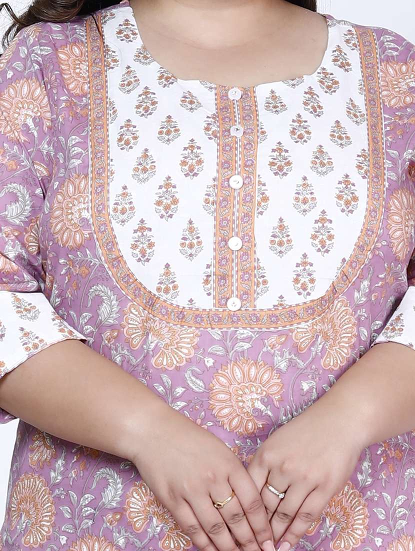 women floral printed three quarter sleeve kurta pant with dupatta set - 22076470 -  Standard Image - 4