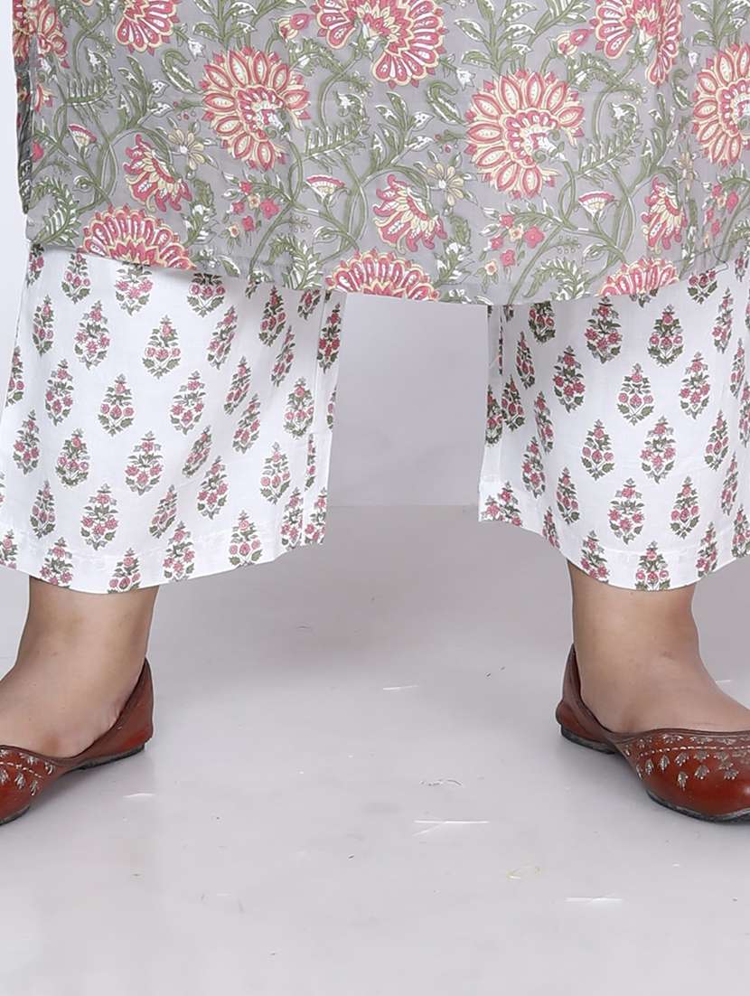 women floral printed three quarter sleeve kurta pant with dupatta set - 22076471 -  Standard Image - 4
