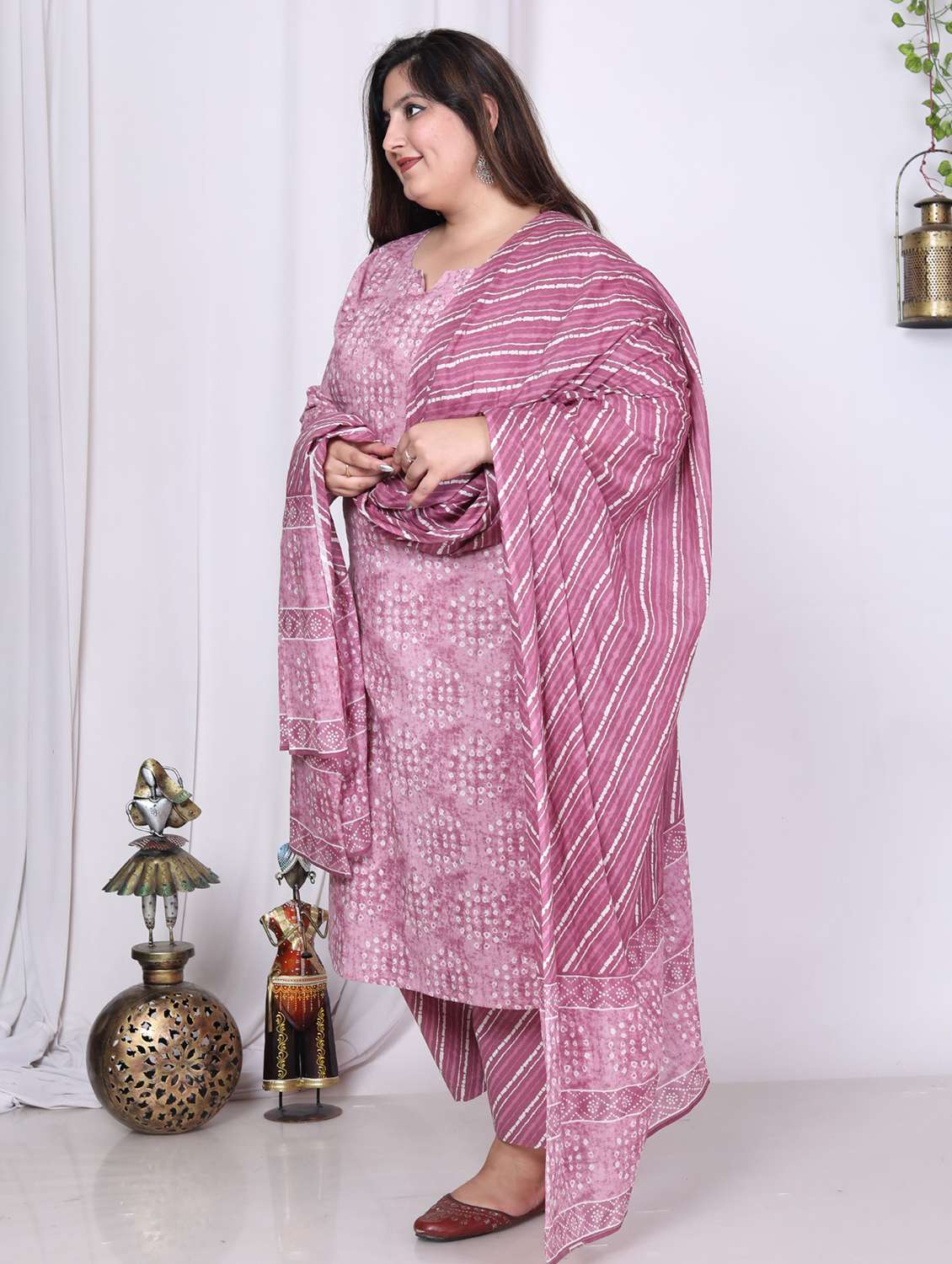 women printed three quarter sleeve kurta pant with dupatta set - 22076481 -  Standard Image - 1