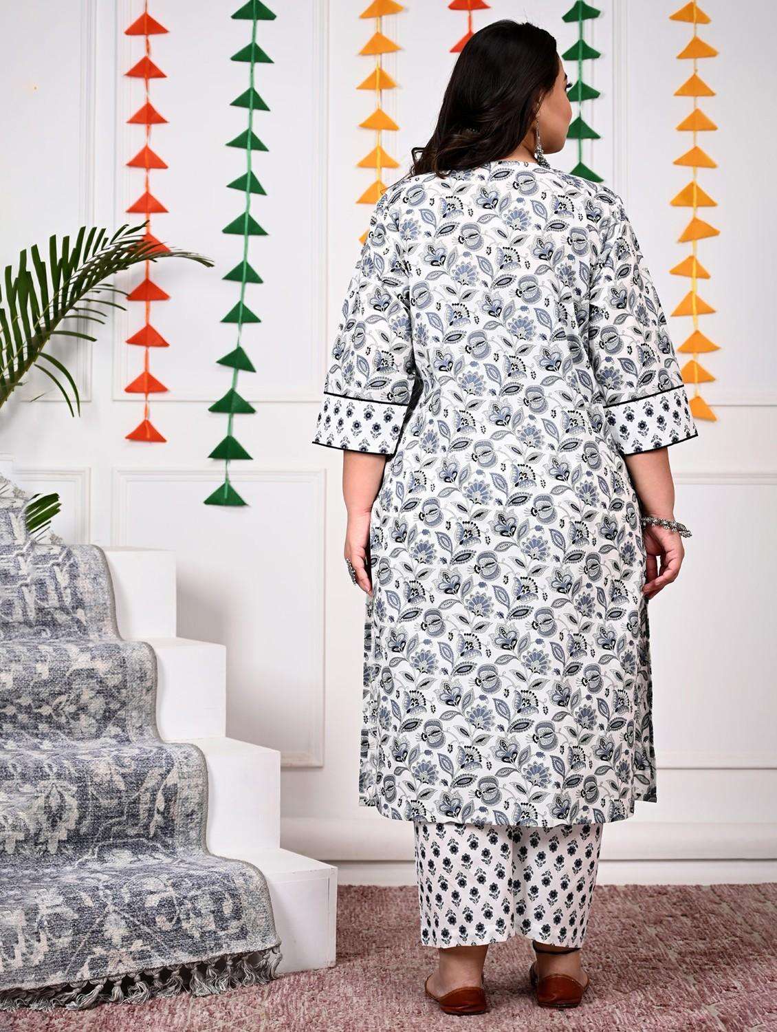 women floral printed three quarter sleeve kurta pant with dupatta set - 22076487 -  Standard Image - 4