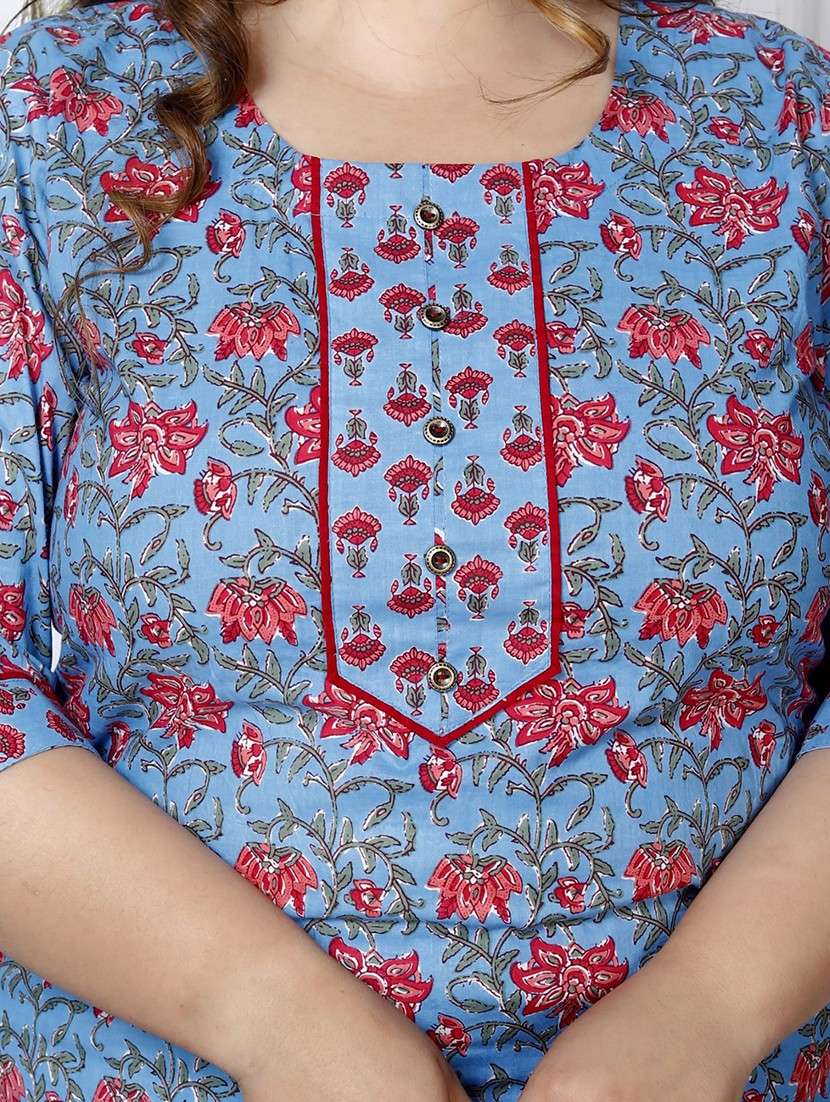 women printed three quarter sleeve kurta pant with dupatta set - 22076491 -  Standard Image - 4