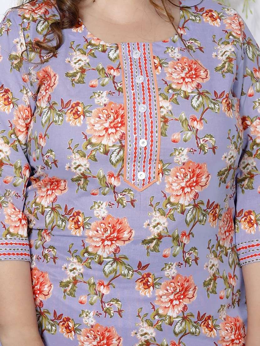 women floral printed three quarter sleeve kurta pant with dupatta set - 22076492 -  Standard Image - 4