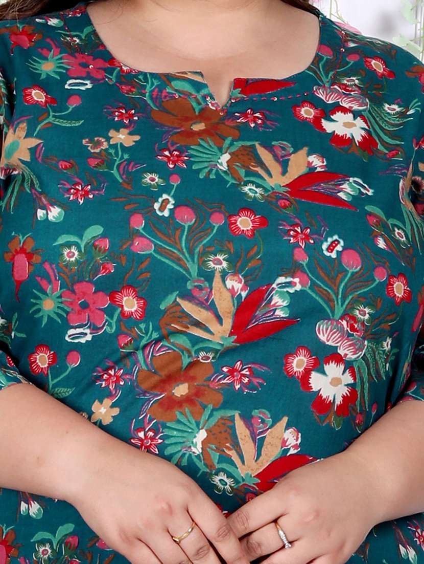 women floral printed three quarter sleeve kurta pant with dupatta set - 22076495 -  Standard Image - 4