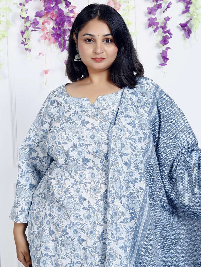 women floral printed three quarter sleeve kurta pant with dupatta set - 22076502 -  Standard Image - 4