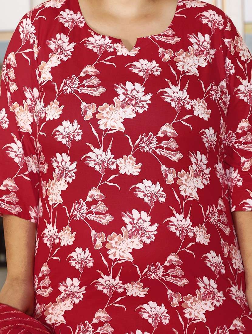 women floral printed three quarter sleeve kurta pant with dupatta set - 22076509 -  Standard Image - 4