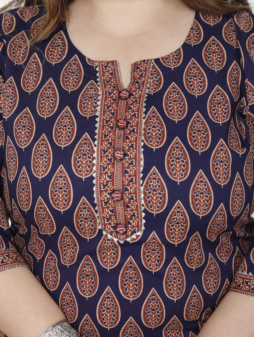 women printed three quarter sleeve kurta pant with dupatta set - 22076525 -  Standard Image - 4