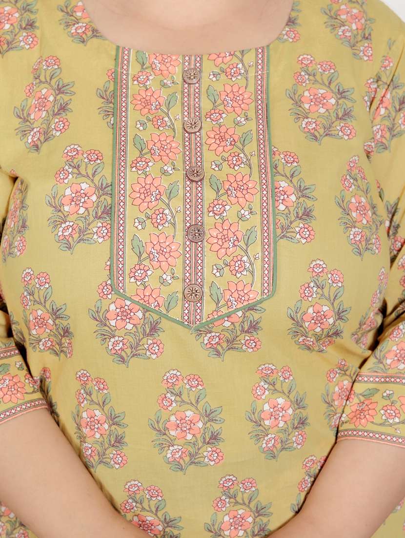 women floral printed three quarter sleeve kurta pant with dupatta set - 22076529 -  Standard Image - 4