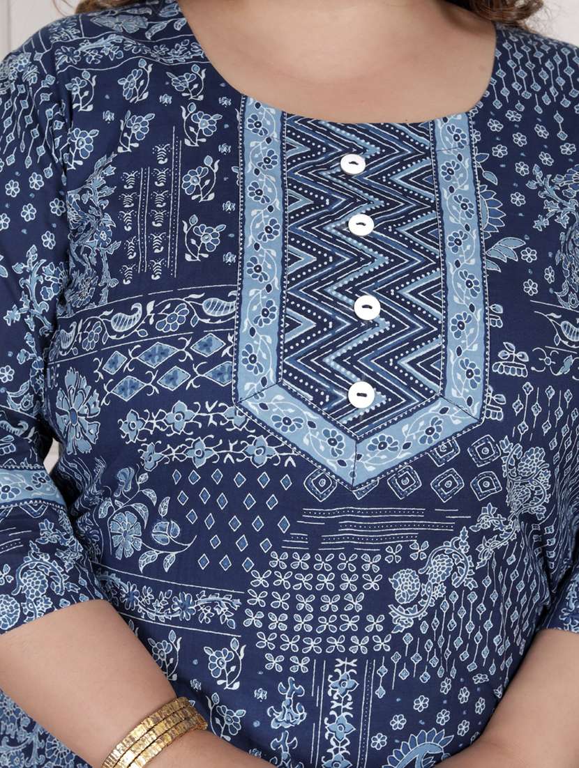 women printed three quarter sleeve kurta pant with dupatta set - 22076537 -  Standard Image - 4