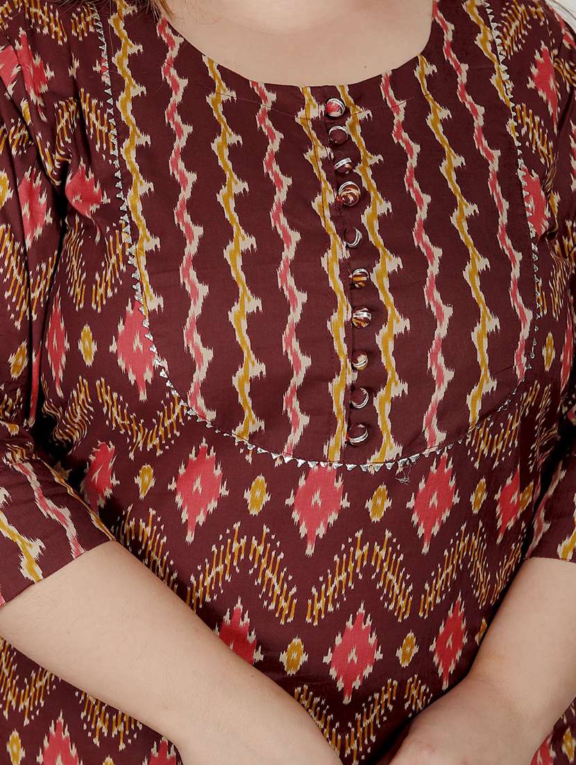 women printed three quarter sleeve kurta pant with dupatta set - 22076542 -  Standard Image - 4