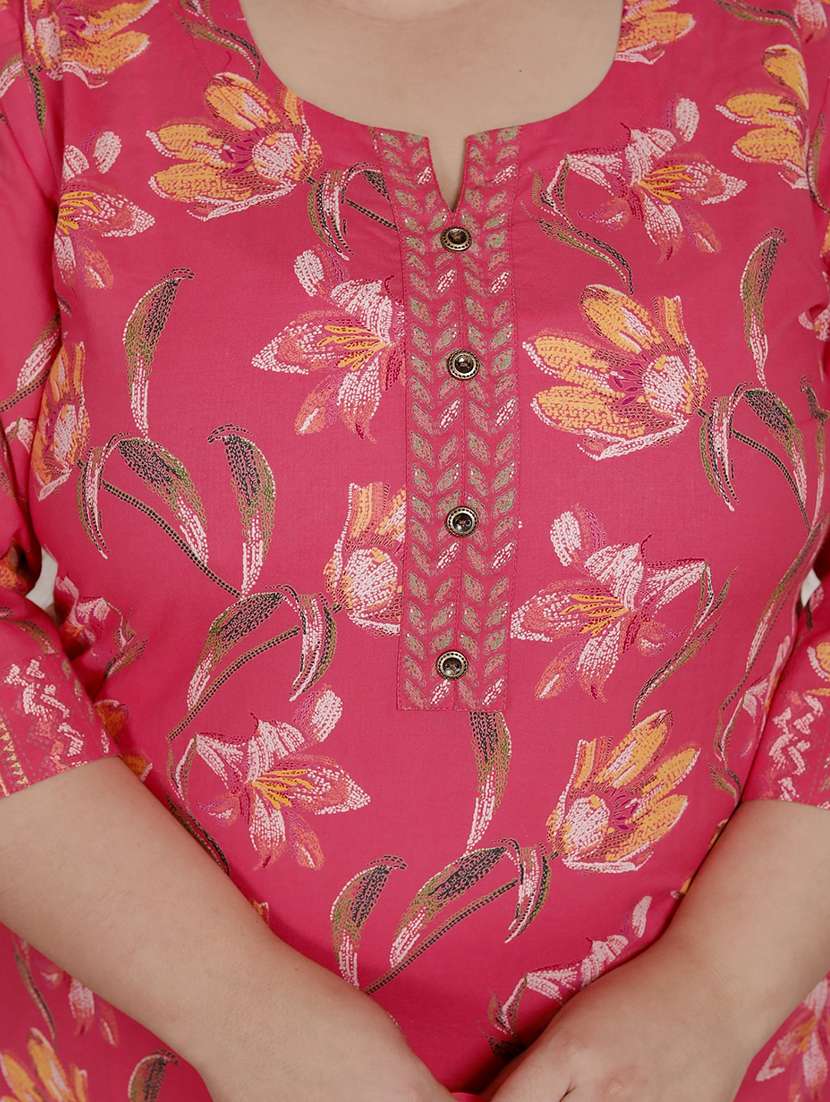 women floral printed three quarter sleeve kurta pant with dupatta set - 22076547 -  Standard Image - 4