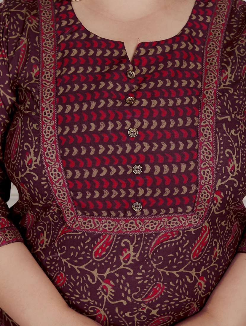 women paisley printed three quarter sleeve kurta pant with dupatta set - 22076550 -  Standard Image - 4