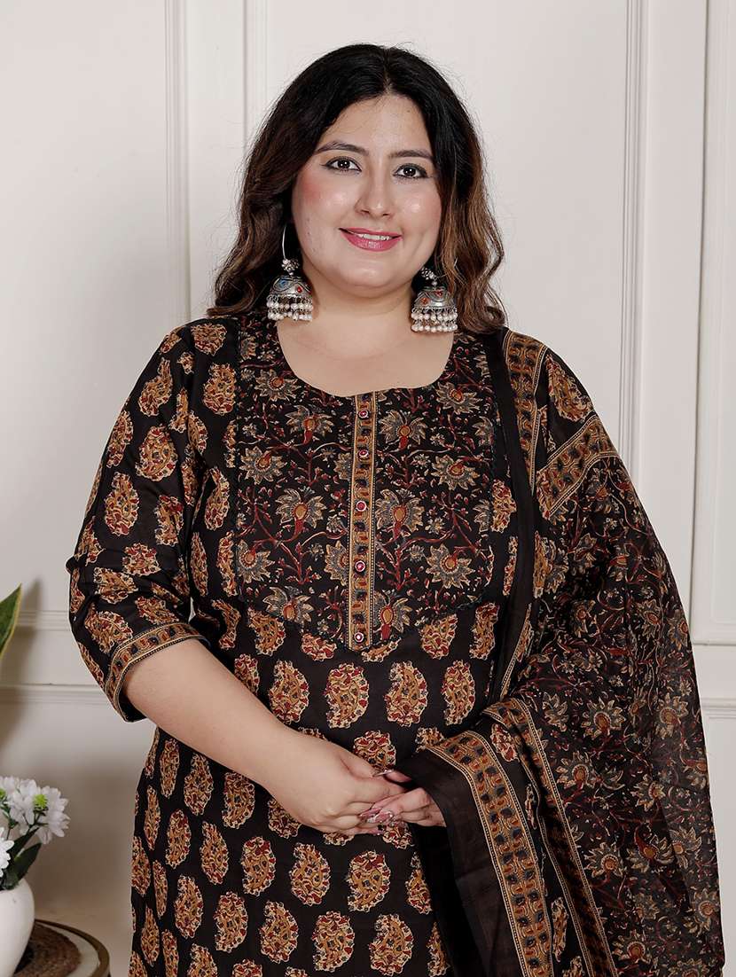 women printed three quarter sleeve kurta pant with dupatta set - 22076552 -  Standard Image - 4