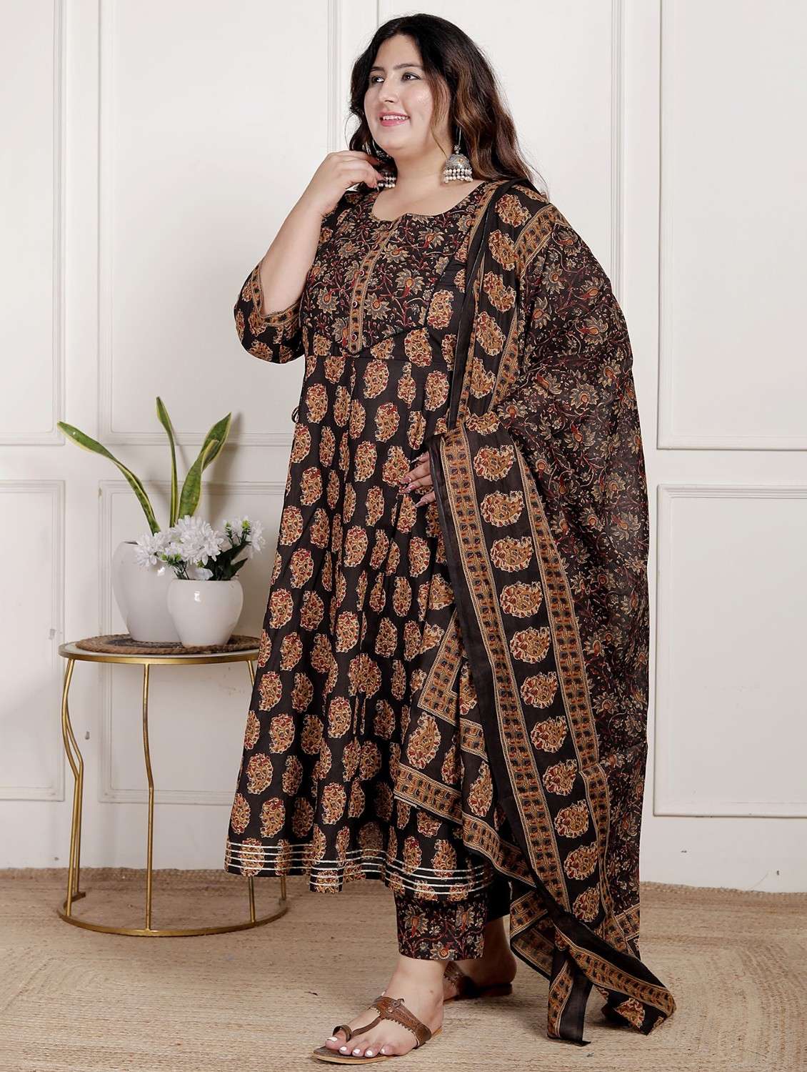 black cotton kurta pant  set - 22076558 -  Standard Image - 1