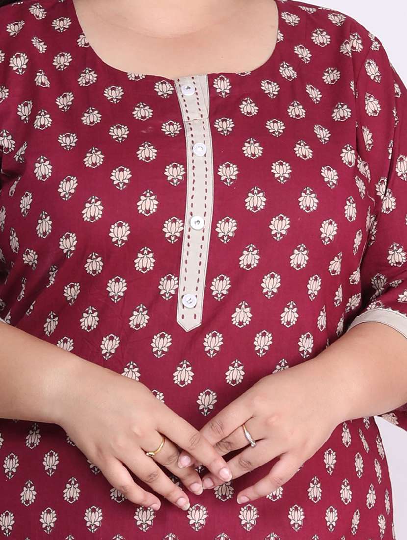 women plus size three quarter sleeve straight kurta - 22076562 -  Standard Image - 4