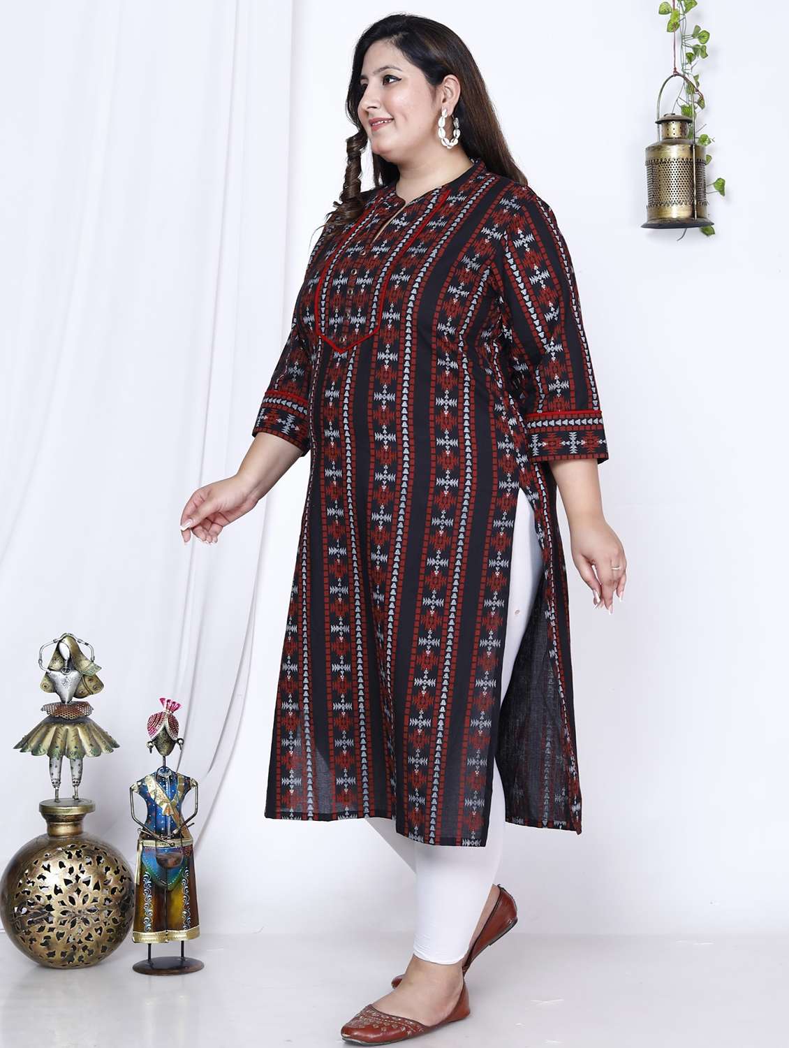 women plus size three quarter sleeve straight kurta - 22076564 -  Standard Image - 1