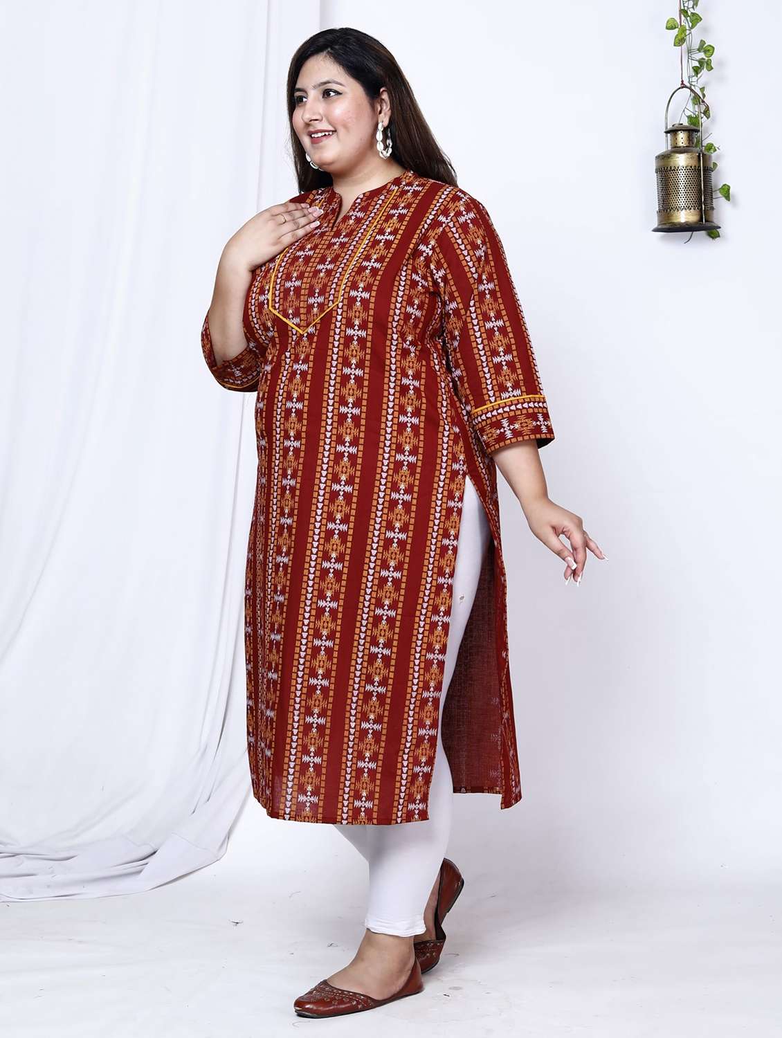 women plus size three quarter sleeve straight kurta - 22076565 -  Standard Image - 1