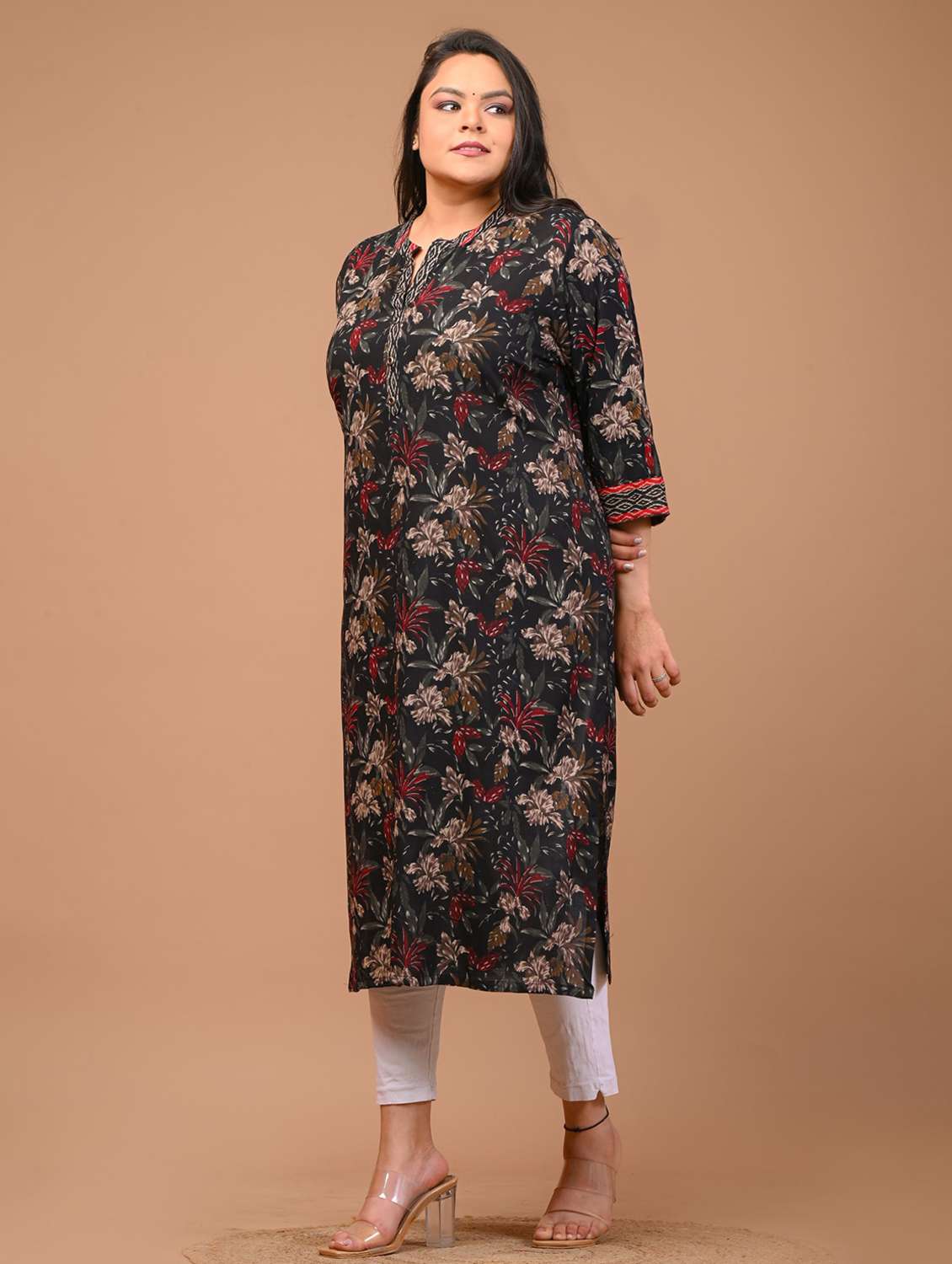 women plus size three quarter sleeve straight kurta - 22076571 - Standard Image - 1