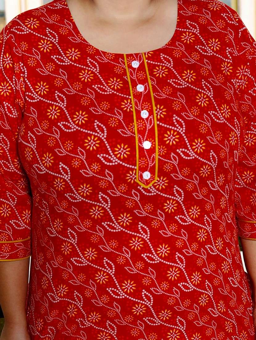 women plus size three quarter sleeve straight kurta - 22076578 -  Standard Image - 4