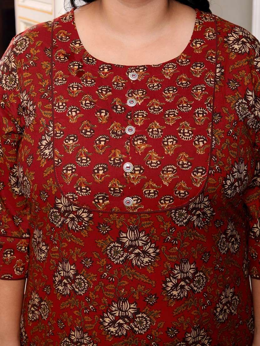 women plus size three quarter sleeve straight kurta - 22076582 -  Standard Image - 4