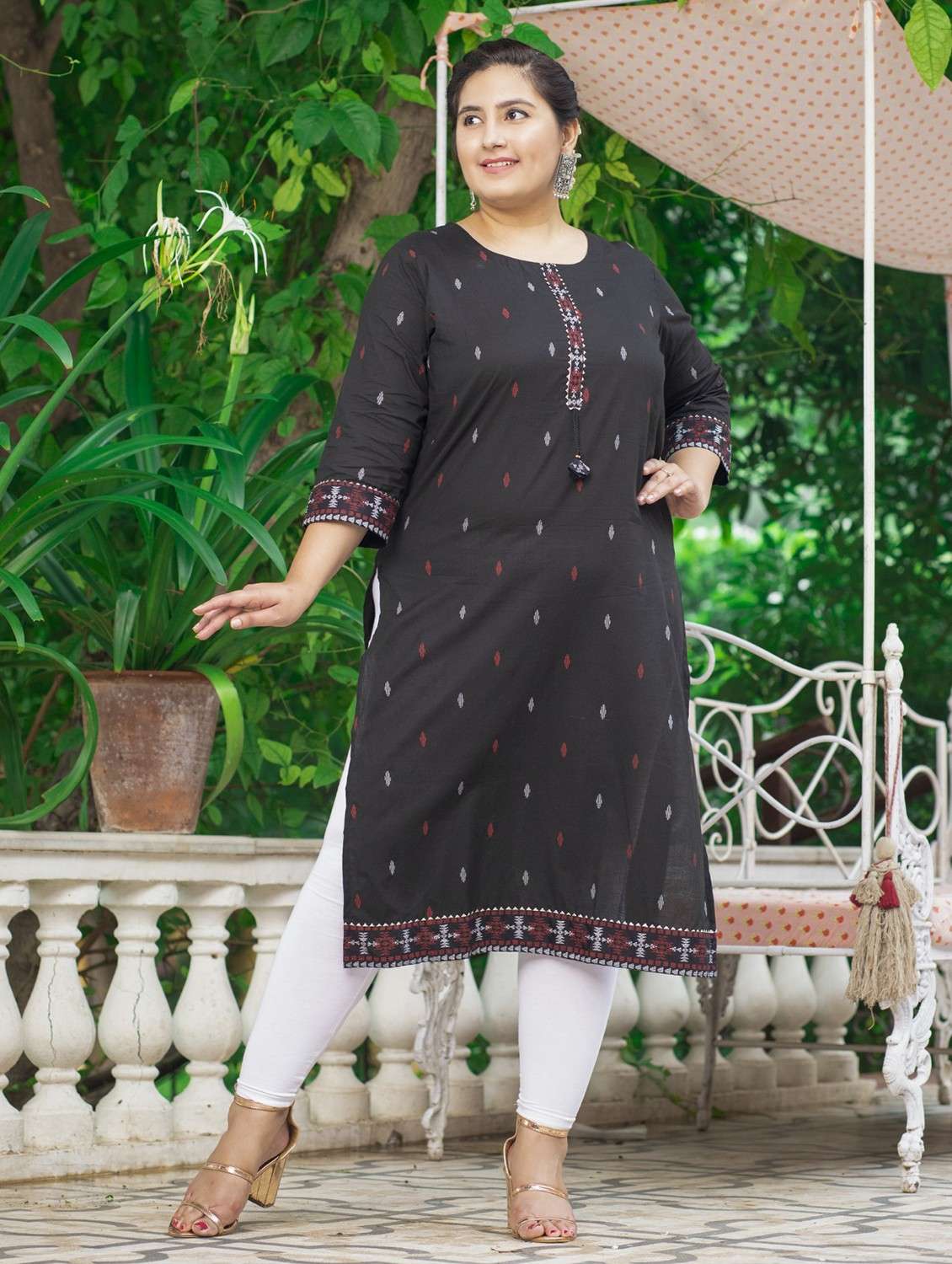 women plus size three quarter sleeve straight kurta - 22076586 -  Standard Image - 1