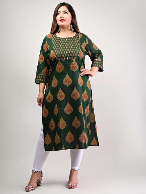 women plus size three quarter sleeve straight kurta - 22076623 - Standard Image - 0