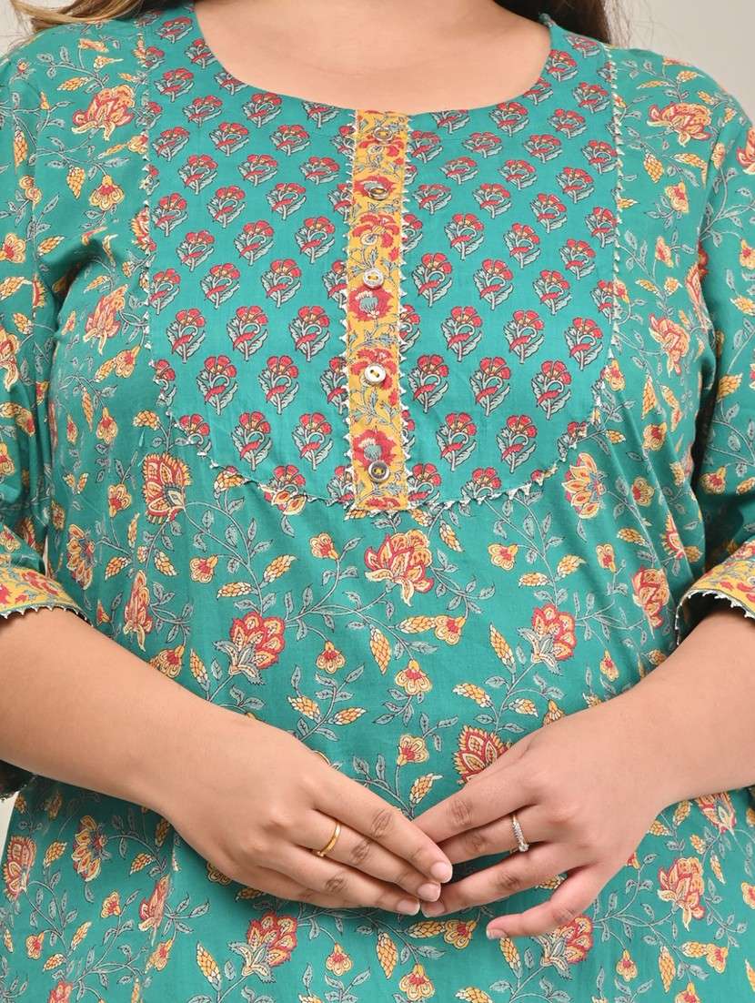 women plus size three quarter sleeve straight kurta - 22076625 -  Standard Image - 4