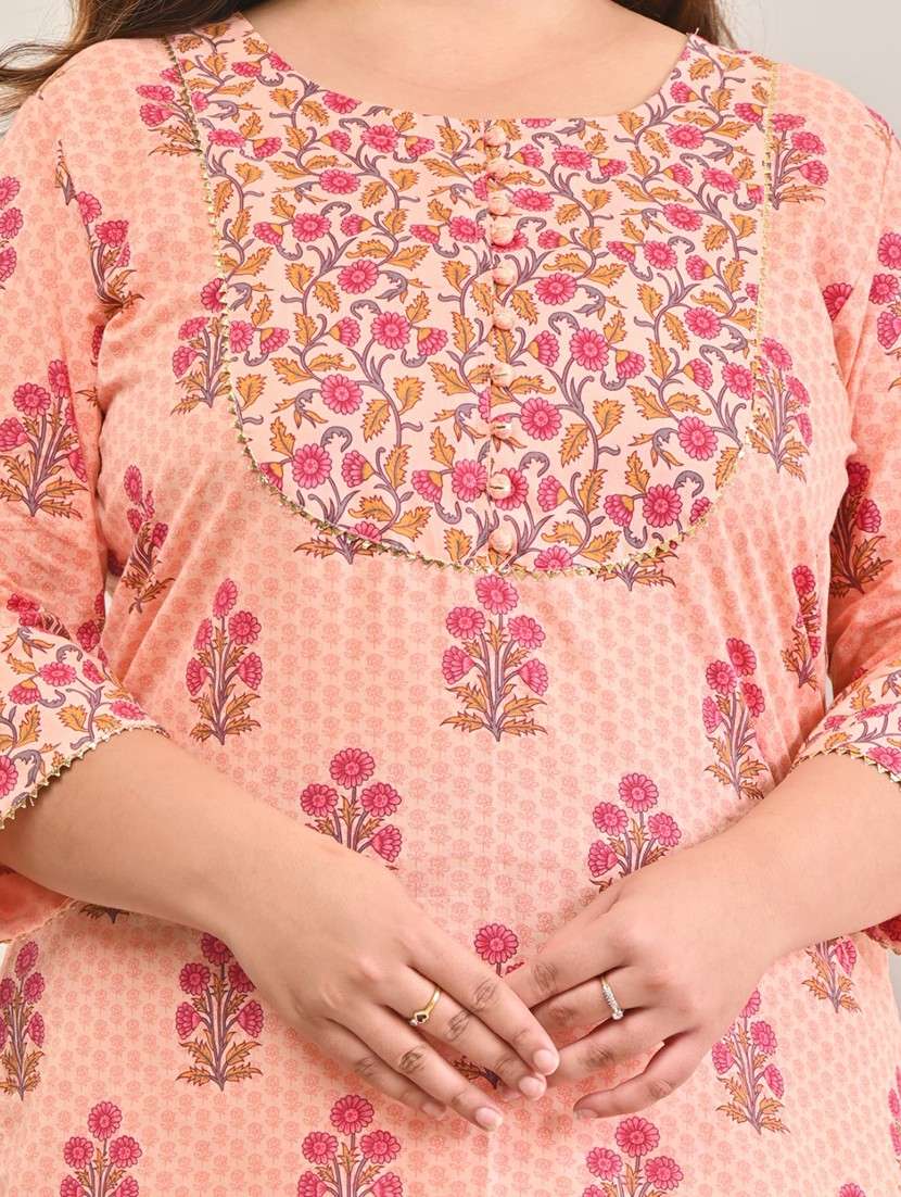 women plus size three quarter sleeve straight kurta - 22076629 -  Standard Image - 4