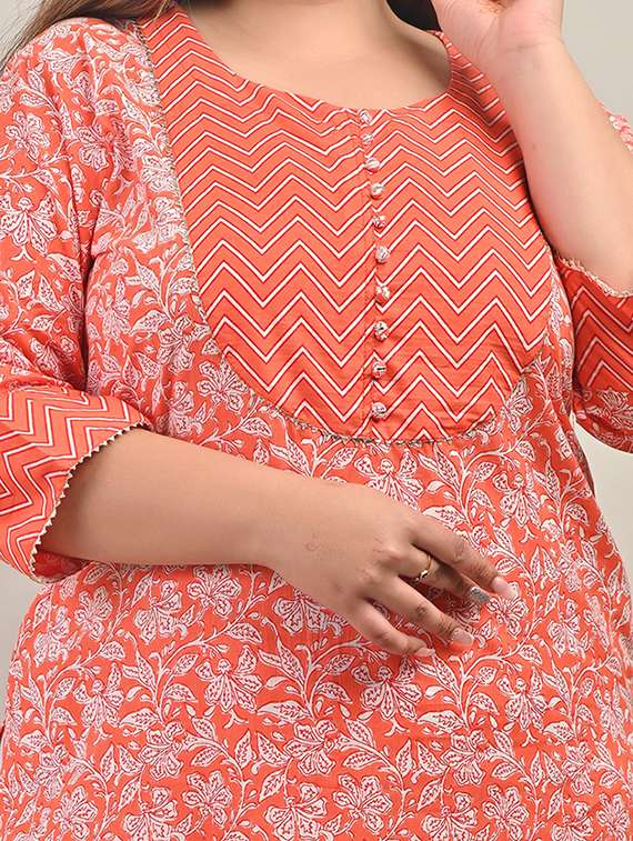 women plus size three quarter sleeve straight kurta - 22076631 -  Standard Image - 4