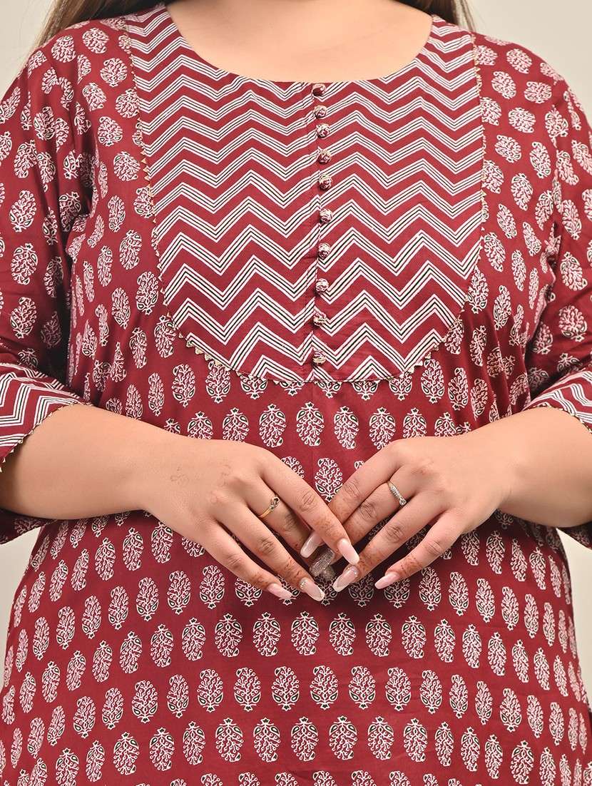 women plus size three quarter sleeve straight kurta - 22076633 -  Standard Image - 4