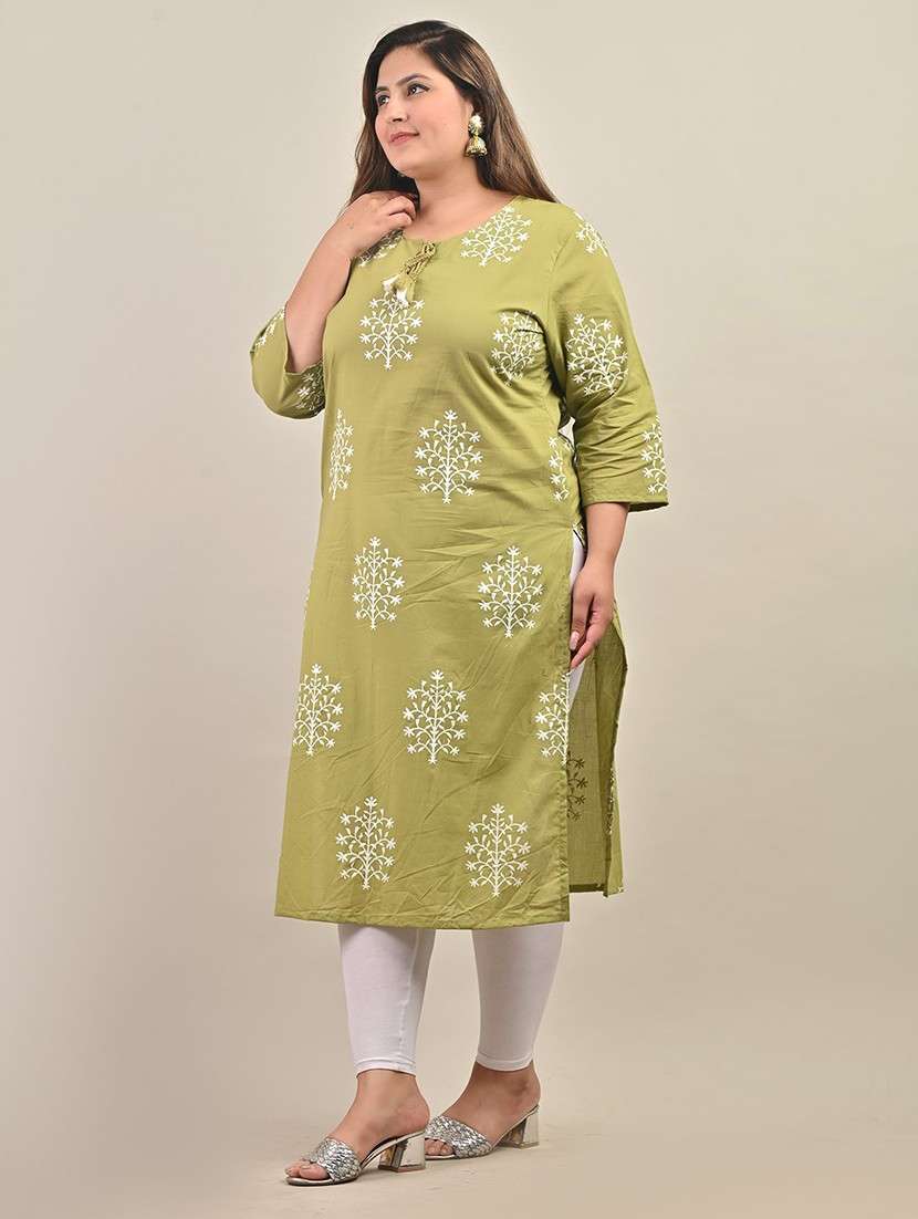 women plus size three quarter sleeve straight kurta - 22076634 - Standard Image - 1