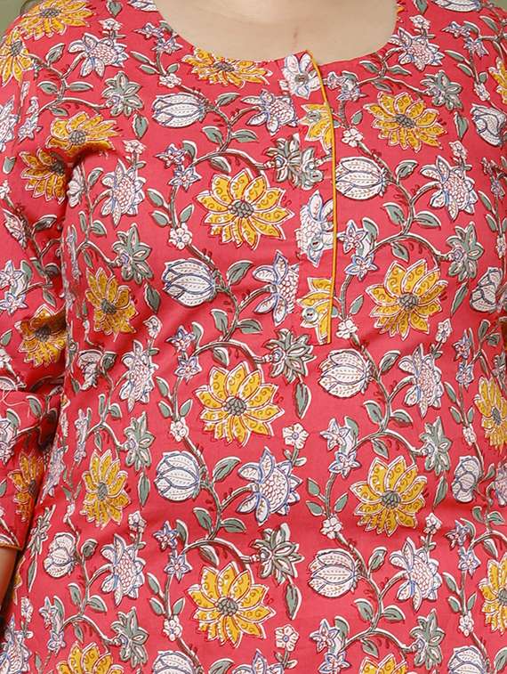 women plus size three quarter sleeve straight kurta - 22076643 - Standard Image - 4