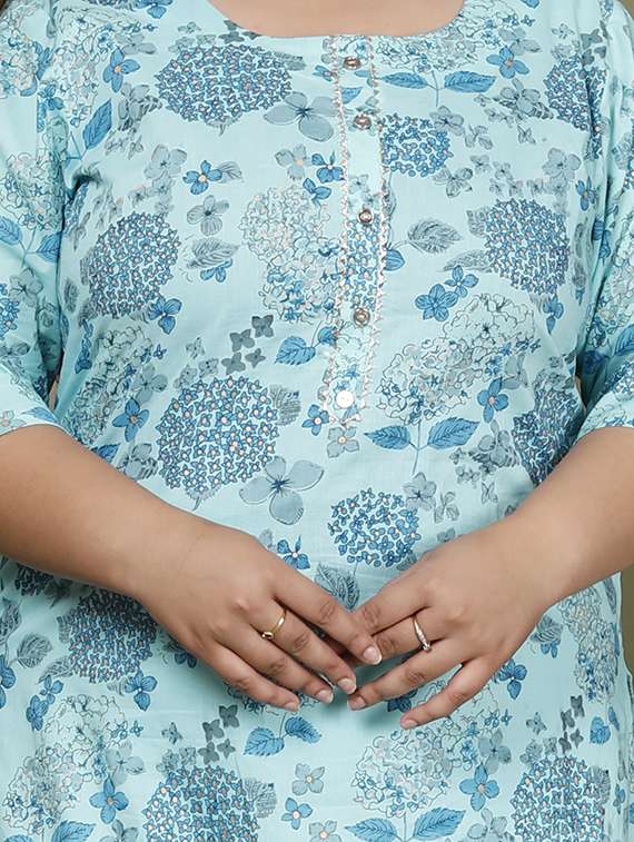 women plus size three quarter sleeve straight kurta - 22076644 -  Standard Image - 4