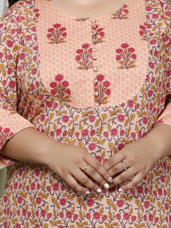 women plus size three quarter sleeve straight kurta - 22076654 -  Standard Image - 4