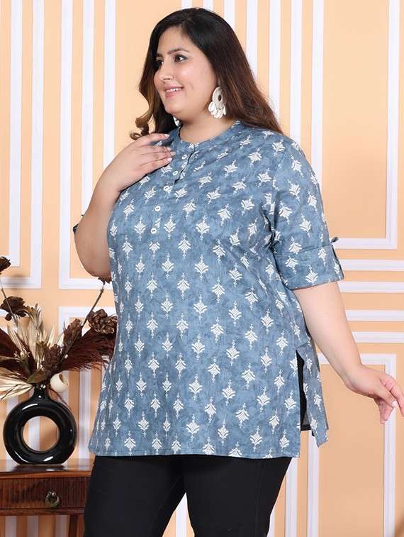 women plus size three quarter sleeve straight kurti - 22076671 -  Standard Image - 1