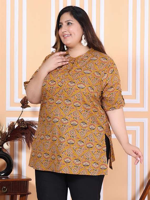 women plus size three quarter sleeve straight kurti - 22076672 -  Standard Image - 1