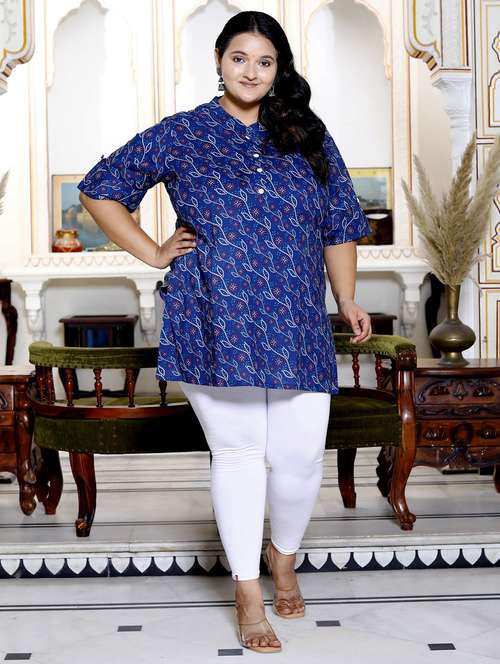 women plus size three quarter sleeve straight kurti - 22076674 -  Standard Image - 0