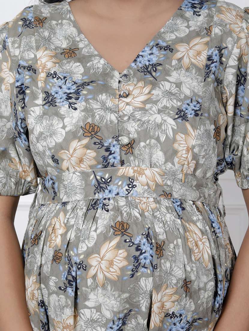 women printed puff sleeve maternity wear dress - 22076694 -  Standard Image - 4