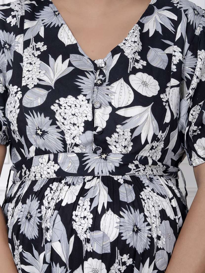 women printed puff sleeve maternity wear dress - 22076695 -  Standard Image - 4