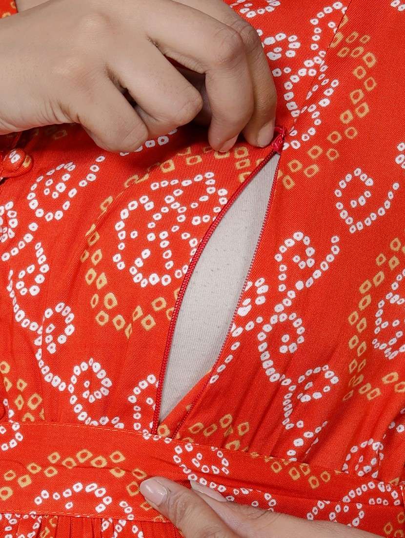 women printed puff sleeve maternity wear dress - 22076697 -  Standard Image - 4