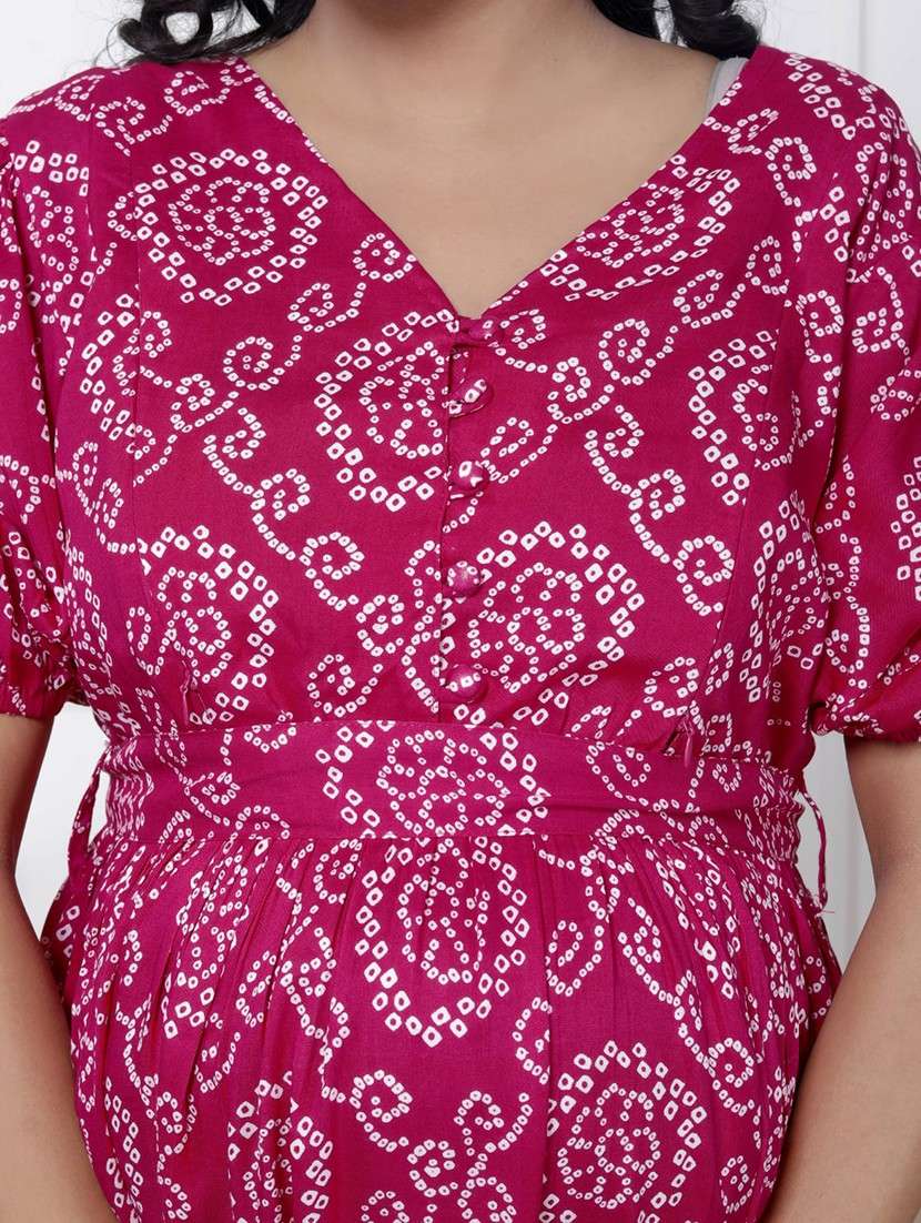 women printed puff sleeve maternity wear dress - 22076698 -  Standard Image - 4