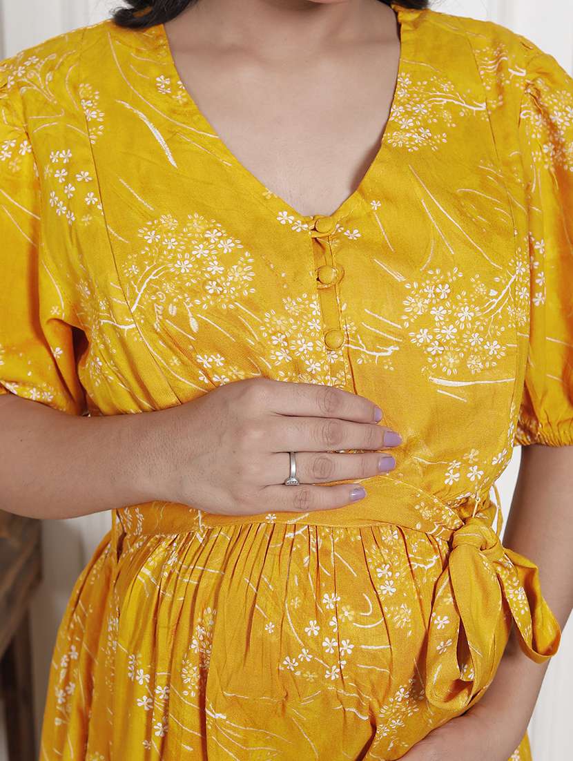 women printed puff sleeve maternity wear dress - 22076702 -  Standard Image - 4